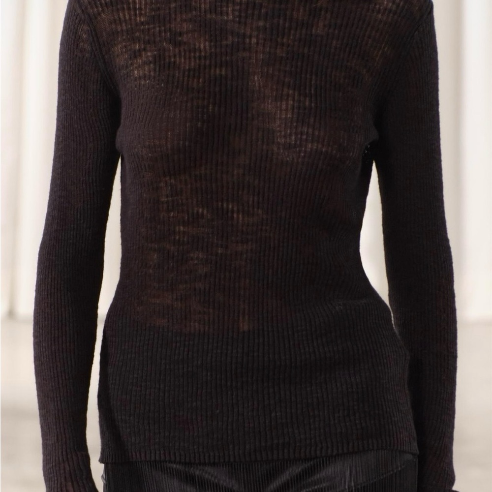 Zara Black Ribbed Long Sleeve Sweater Size Medium NWTO - Picture 2 of 6